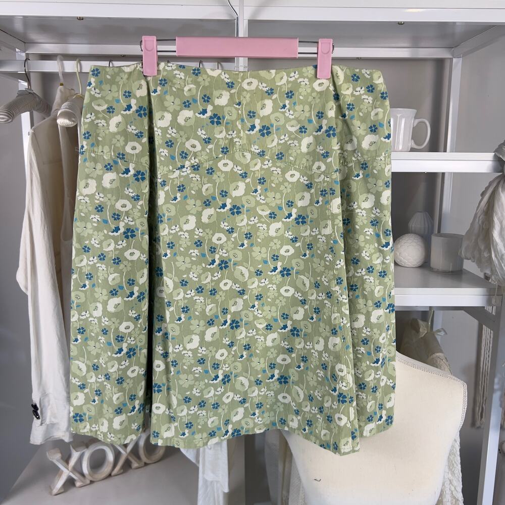 Venezia Green Floral A-Line Skirt